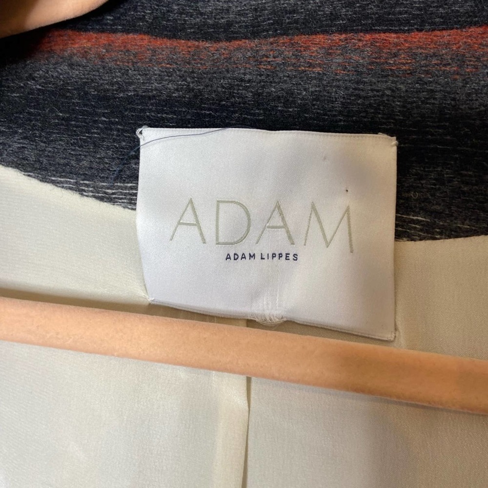 adam lippes shearling collar wool blend double breasted  stripes jacket - Picture 4 of 7